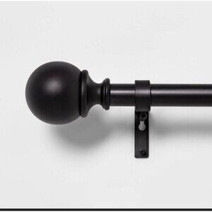 Threshold Matte Black Finish Expandable Ball End Curtain Rod 36" to 66" ROD ONLY